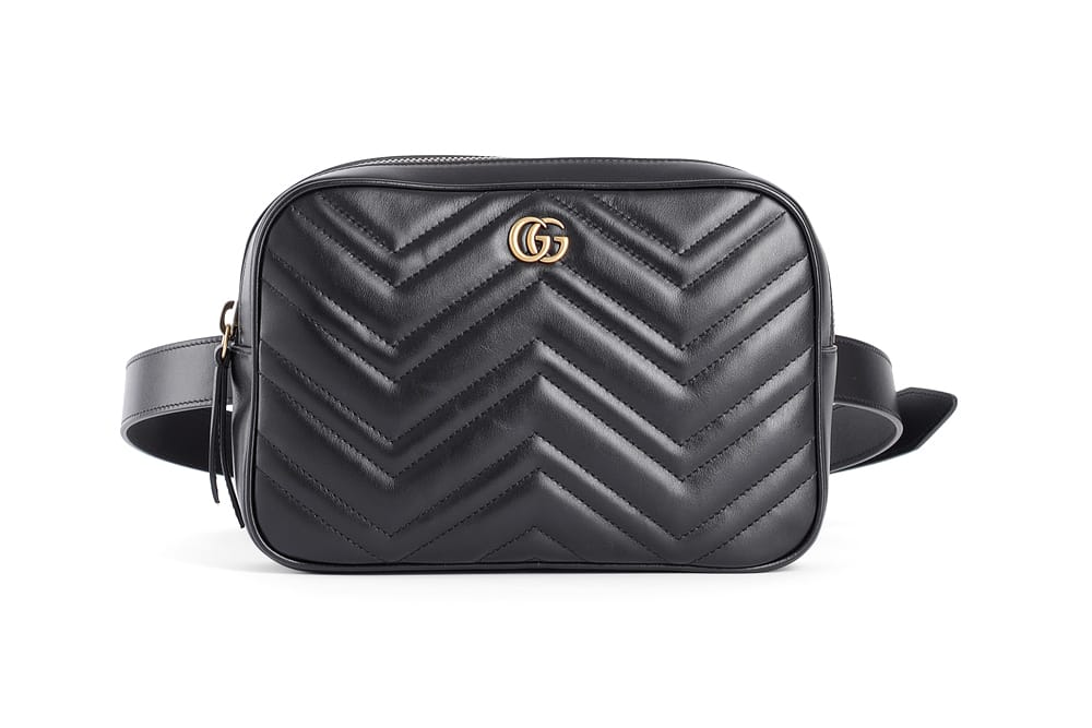 gucci black leather fanny pack