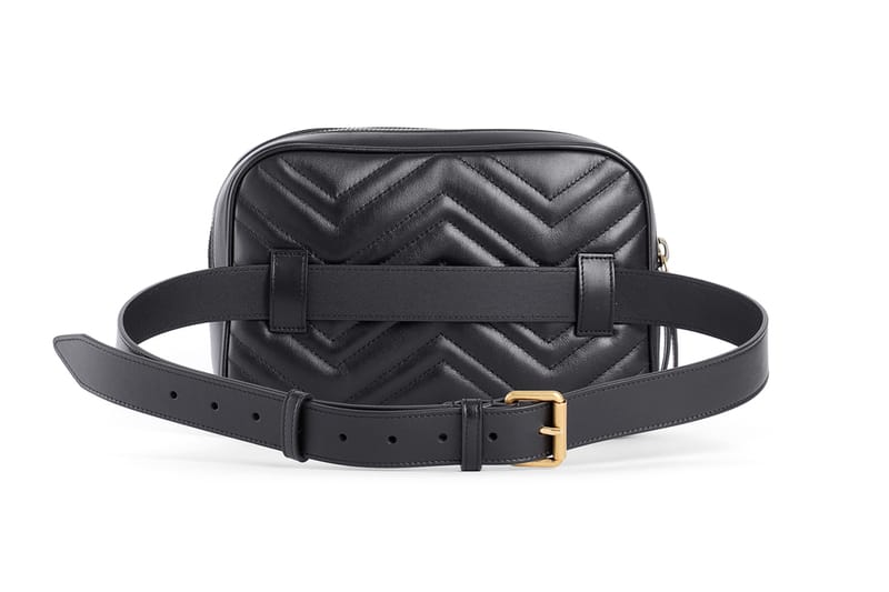 black leather gucci fanny pack