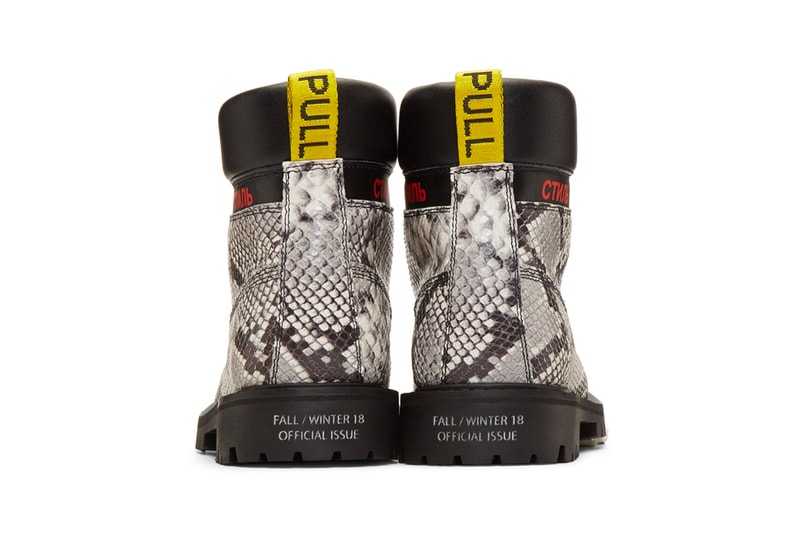Heron Preston Fall Winter 2018 Boots black python snakeskin release info