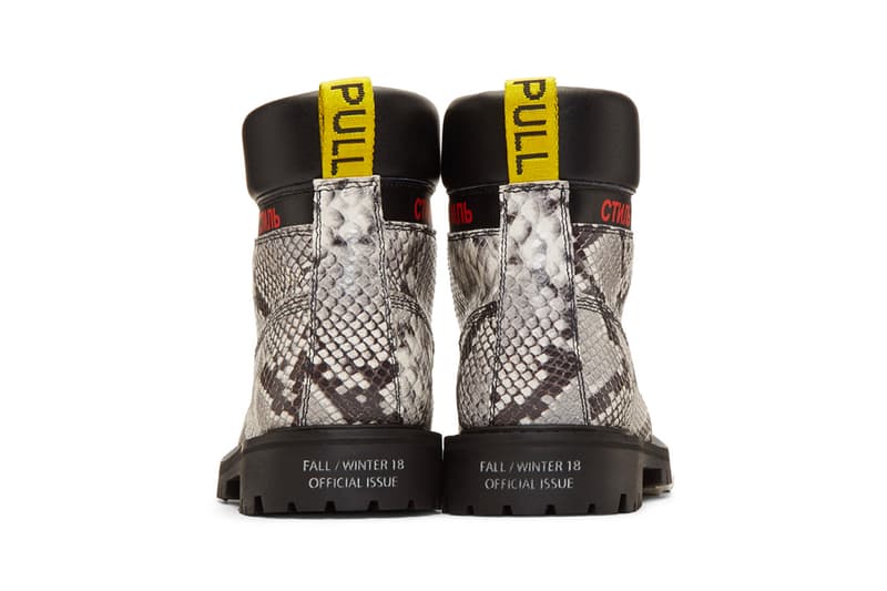Heron Preston Fall Winter 2018 Boots black python snakeskin release info