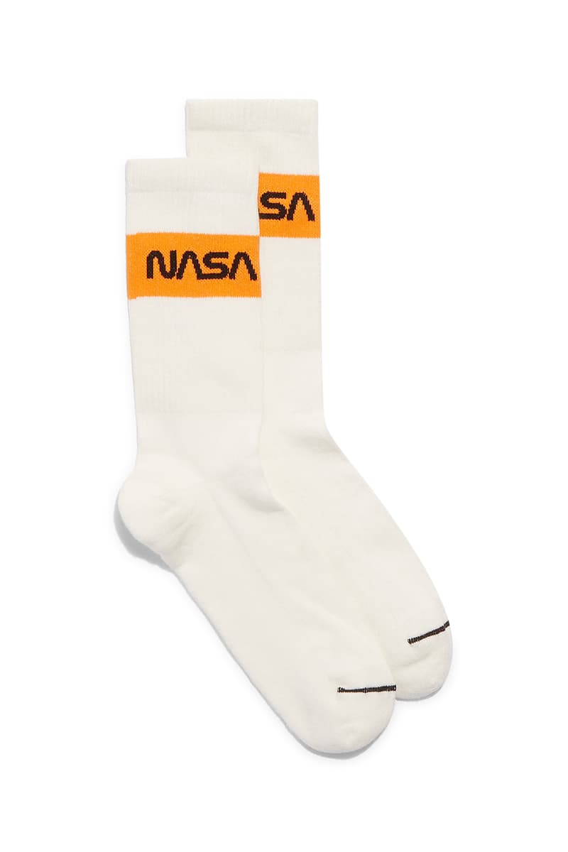 heron preston public figure fall winter 2018 collaboration nasa white socks orange stripe