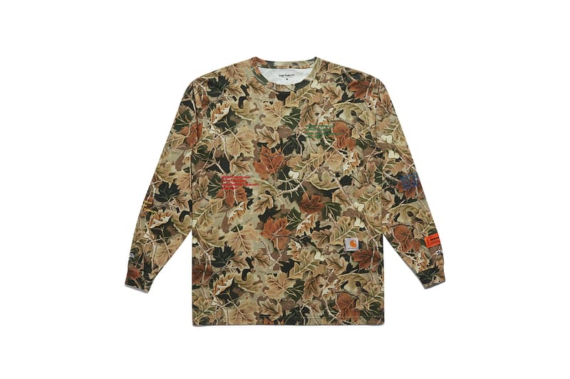 heron preston public figure fall winter 2018 collaboration carhartt wip camouflage leaf sweater green brown pattern