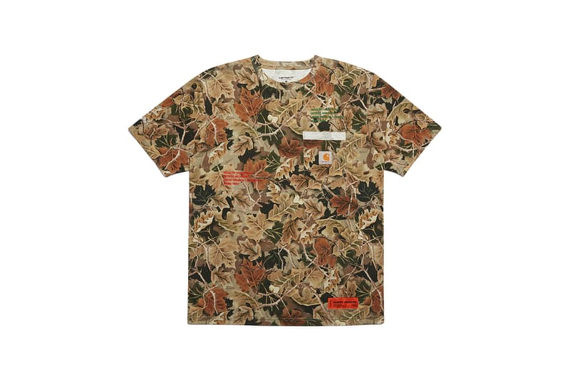 heron preston public figure fall winter 2018 collaboration carhartt wip camouflage short sleeve tee shirt brown green leaf pattern