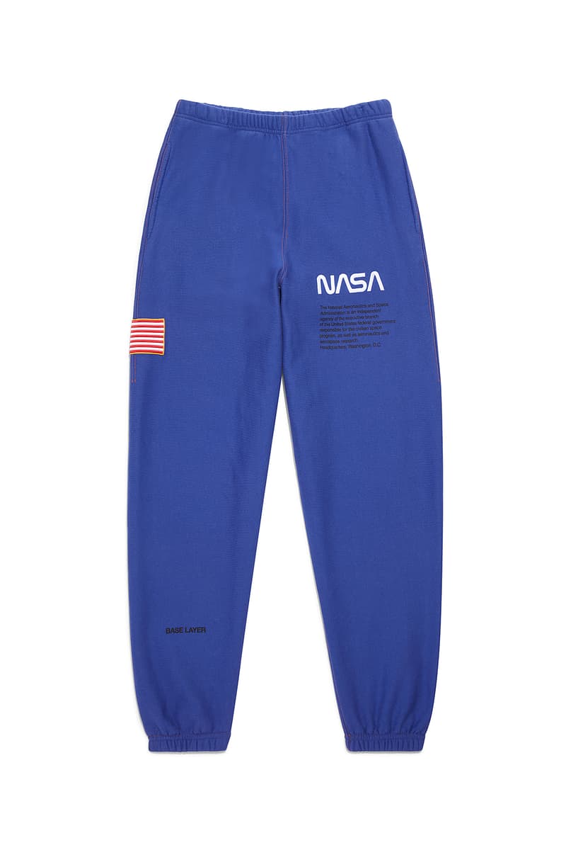 heron preston public figure fall winter 2018 collaboration nasa blue sweatpants logo american flag