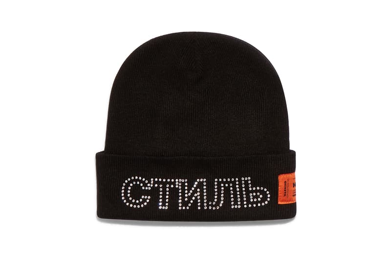 heron preston public figure fall winter 2018 collaboration carhartt wip knit beanie black cyrillic russian text