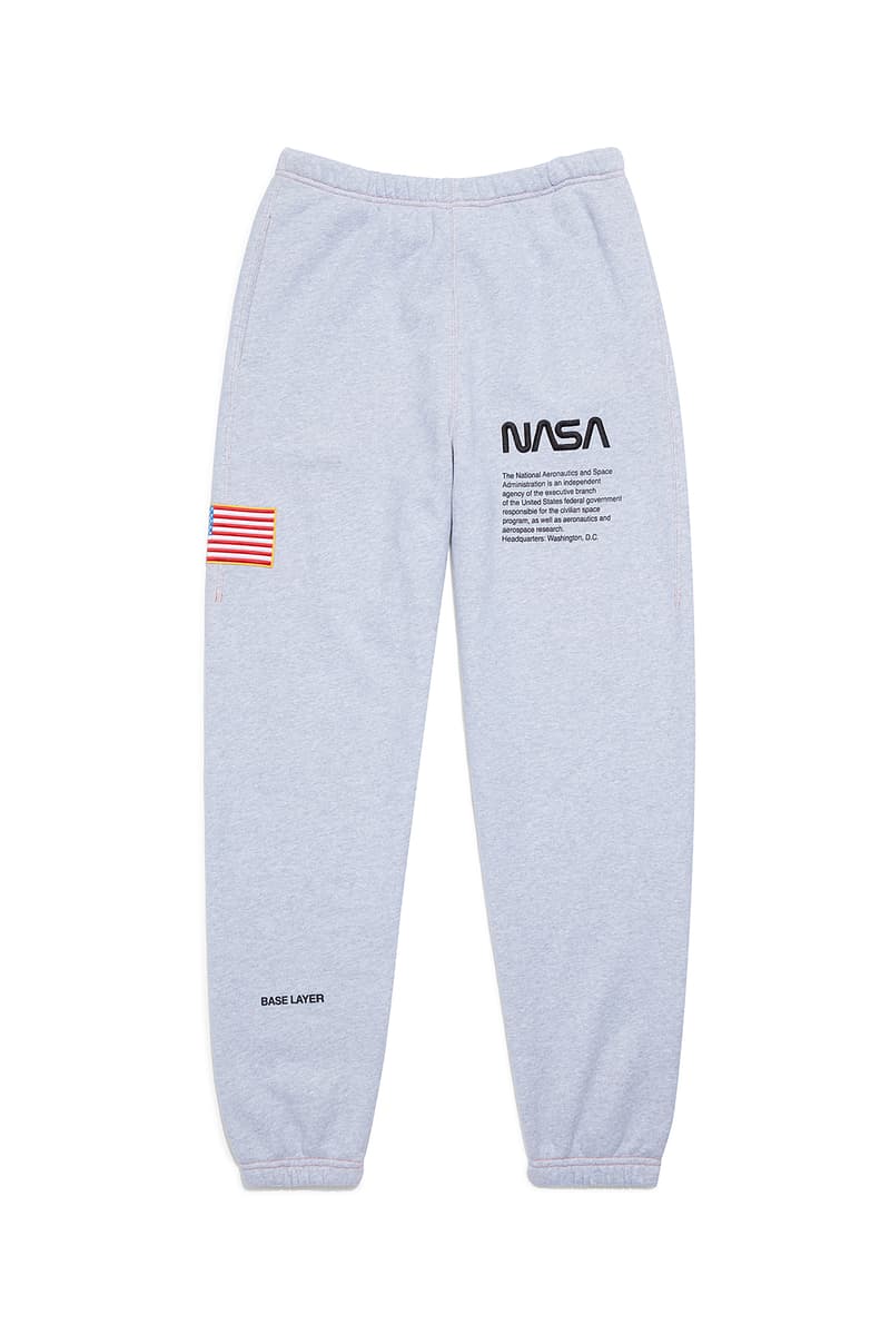 heron preston public figure fall winter 2018 collaboration nasa grey sweatpants flag logo american