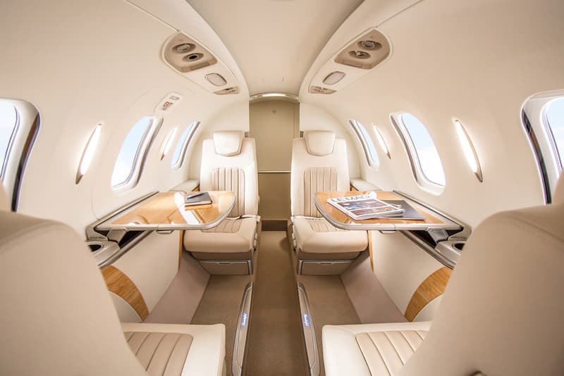 Honda "HondaJet Elite" Private Jet Details 1,437 Nautical Miles 422 Knots Cruising Speed 43,000-foot Altitude Two-toned Leather Seats Speaker-less Bongiovi Sound System Garmin G3000 Avionics Suite Seven Seater Interior