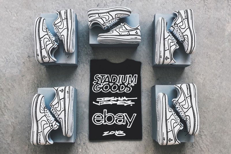 Joshua Vides Hand Painted Air Force 1 Auction charity nike stadium goods glaad july 3 2018 outline black white charity benefit