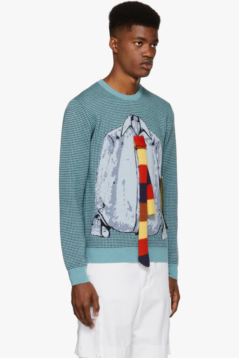 jw anderson blue black trompe loeil shirt crewneck sweatshirt fashion style menswear