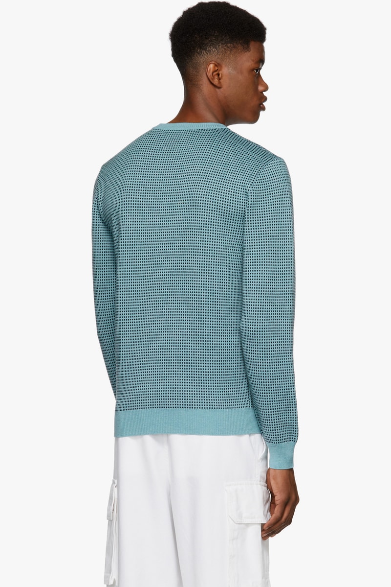 jw anderson blue black trompe loeil shirt crewneck sweatshirt fashion style menswear