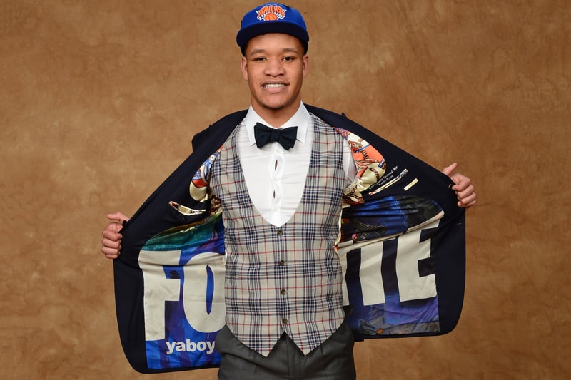 Kevin Knox Wore Fortnite Suit 2018 NBA Draft June 21 Barclays Center New York City Basketball Player Knicks Battle Royale