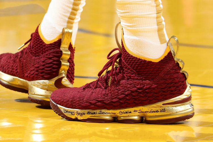 LeBron James Wore a Burgundy & Gold Nike LeBron 15 PE for Game 2 of the NBA Finals