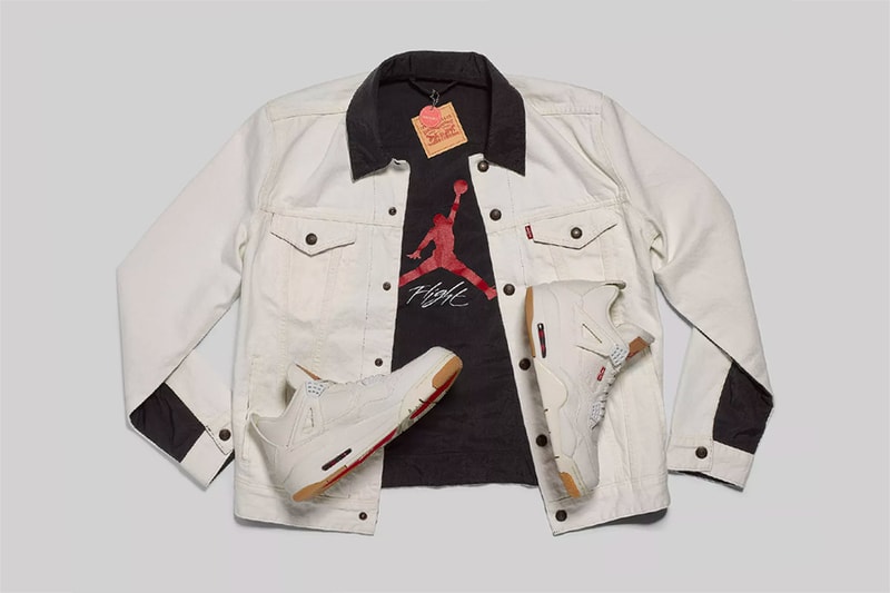 levi's jordan brand air jordan 4 white denim jacket