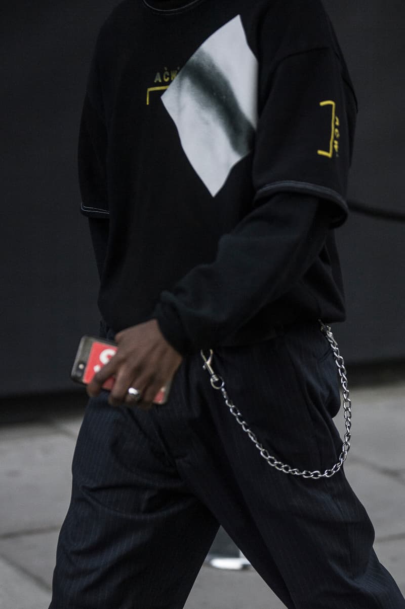 London Fashion Week Men's Spring/Summer 2019 SS19 Street Style Snaps Balenciaga Burberry Liam Hodges A-COLD-WALL* J.W. Anderson Raf SImons Dior Homme B22 Triple S Nike Air Monarch