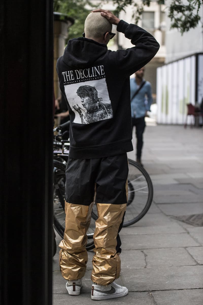 London Fashion Week Men's Spring/Summer 2019 SS19 Street Style Snaps Balenciaga Burberry Liam Hodges A-COLD-WALL* J.W. Anderson Raf SImons Dior Homme B22 Triple S Nike Air Monarch