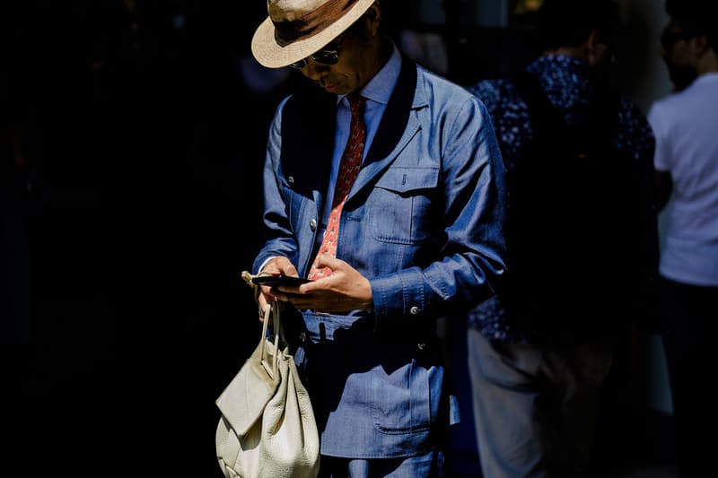 milan fashion week street style spring summer 2019 tailoring linen suit tie red blue navy