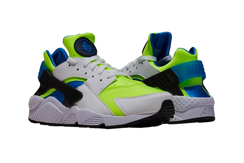 Nike Air Huarache “Scream Green” Release info Volt Photo Blue OG colorway sneaker footwear purchase price