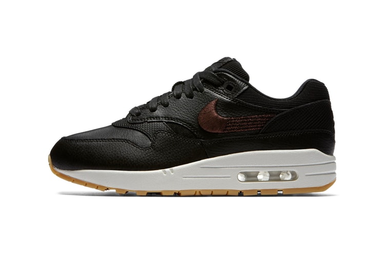 Nike Air Max 1 Gets Fancy in Black Leather and Bronze Embroidery