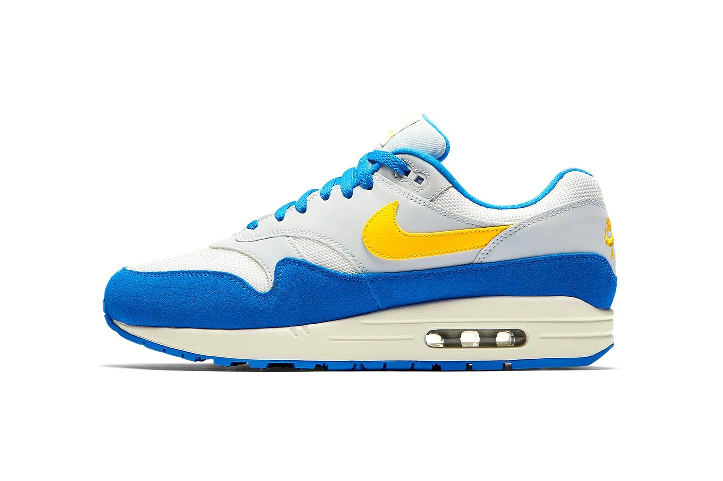 Nike Air Max 1 Sail Amarillo Pure Platinum Signal Blue july 2018 release date info drop sneakers shoes footwear