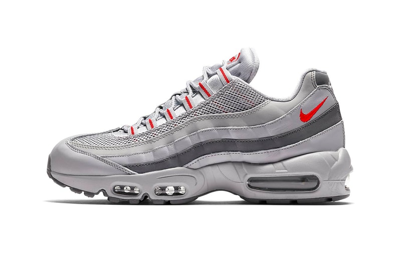 Nike Air Max 95 grey red gradient Silver Bullet silver red colorway retro sneaker footwear
