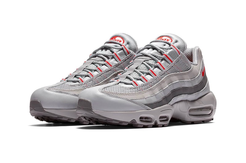 Nike Air Max 95 grey red gradient Silver Bullet silver red colorway retro sneaker footwear