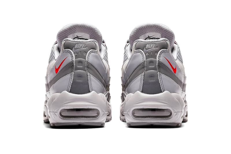 Nike Air Max 95 grey red gradient Silver Bullet silver red colorway retro sneaker footwear