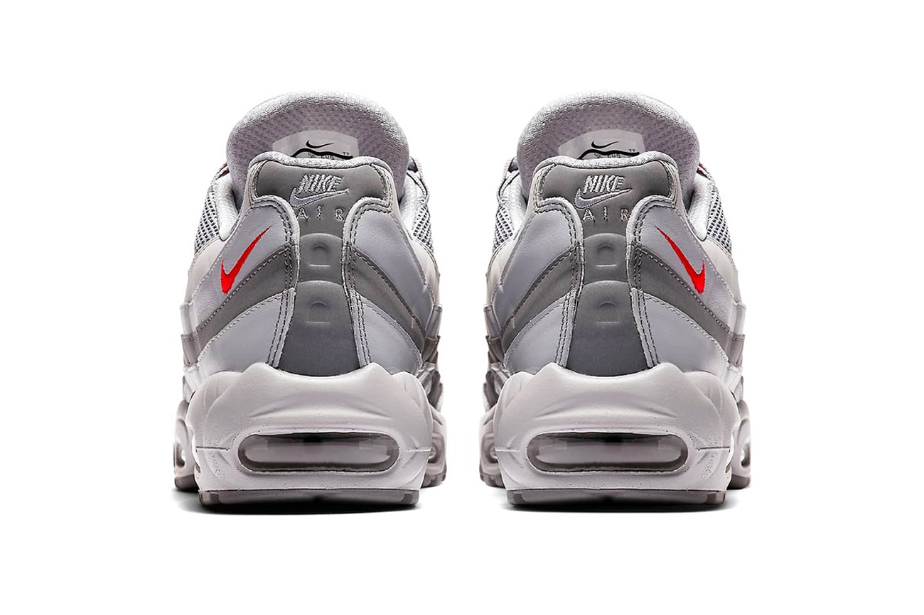 Nike Air Max 95 grey red gradient Silver Bullet silver red colorway retro sneaker footwear