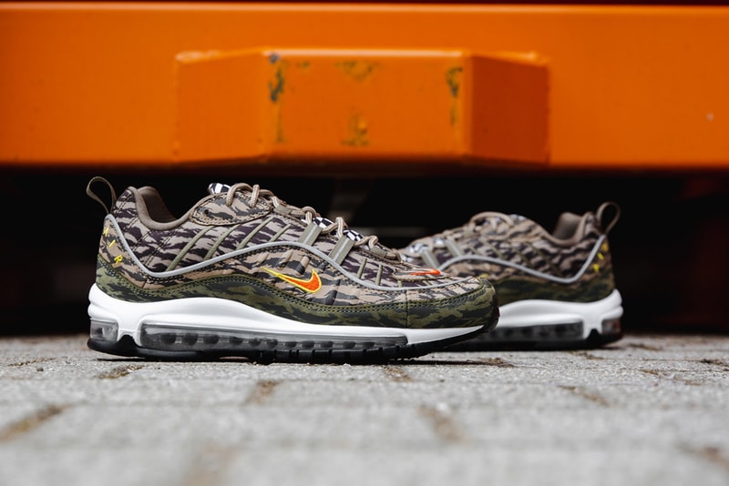 Nike Air Max 98 tiger camo closer look nike sportswear 2018 footwear may 31 2018 release date info drop shoes footwear