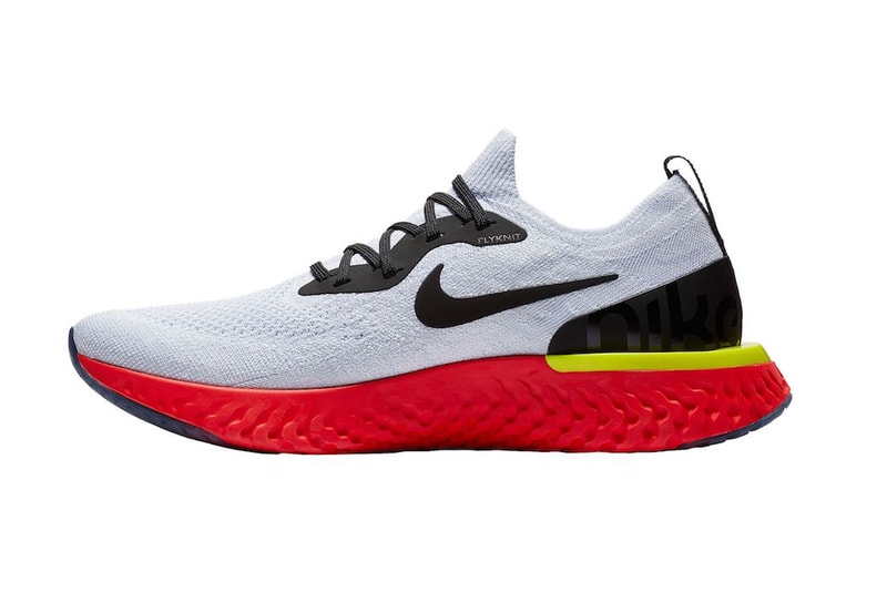 Nike Epic React Flyknit True White Black Pure Platinum Bright Crimson Volt release info sneakers footwear