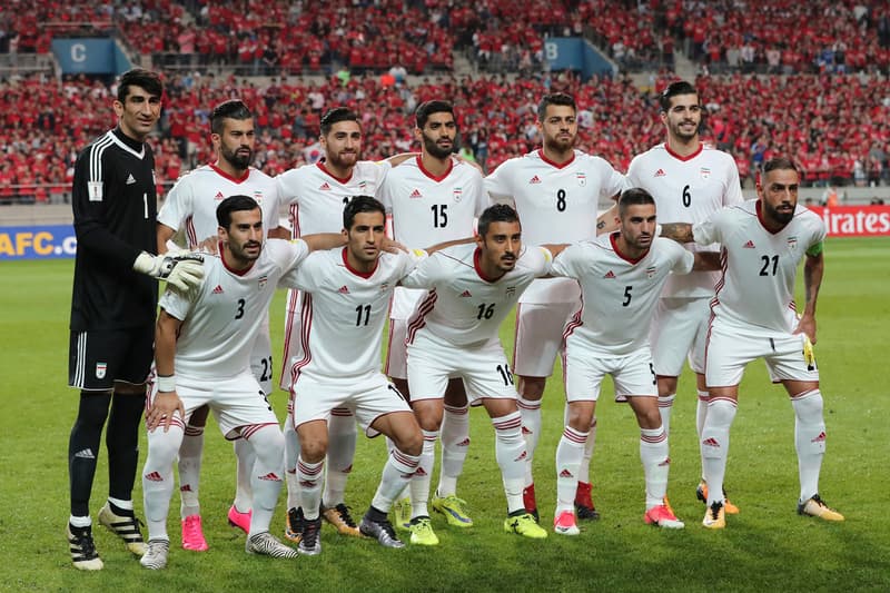 nike football soccer boots cleats shoes iran iranian national team 2018 fifa world cup NoToNike Carlos Queiroz president trump usa us united states america sanction nuclear deal trade Alireza Beiranvand, Ramin Rezaeian, Alireza Jahanbakhsh, Mohammad Ansari, Morteza Pouraliganji, Saeid Ezatolahi and front row from left, Ehsan Hajsafi, Vahid Amiri, Reza Ghoochannejhad, Milad Mohammadi, Ashkan Dejagah Russia Group A match South Korea