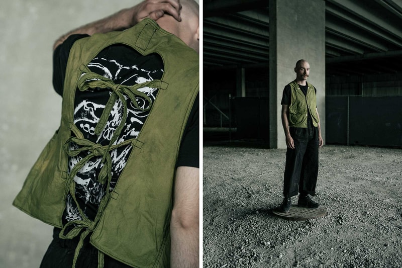 Notre x Gutter Collaboration Lookbook Black Green Colorways T-Shirts Trousers Jackets