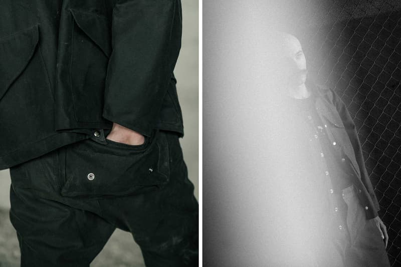 Notre x Gutter Collaboration Lookbook Black Green Colorways T-Shirts Trousers Jackets