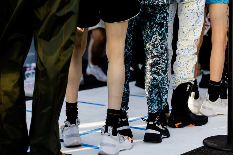palm angels spring summer 2019 milan fashion week velcro sneaker shoe recovery cowboy boot black red white orange yellow grey paint denim project jeans