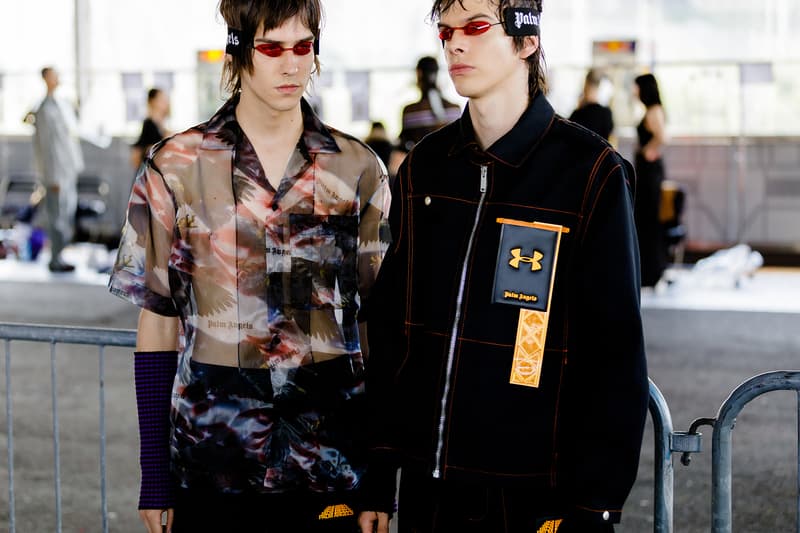 palm angels spring summer 2019 milan fashion week see through american bald eagle shirt black under armour jacket tanning bed glasses