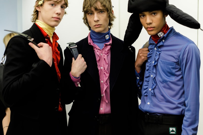 Prada Spring/Summer 2019 Backstage Milan Fashion Week Miuccia Prada Cloudbust Sneakers Shorts Denim
