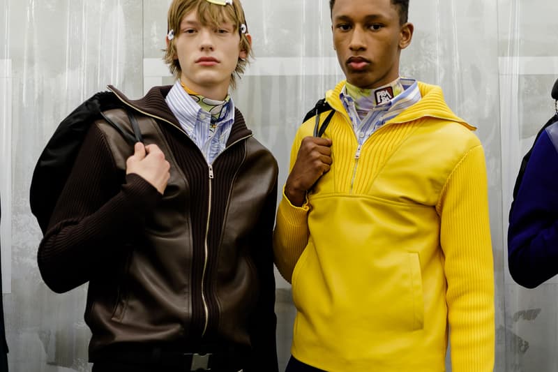 Prada Spring/Summer 2019 Backstage Milan Fashion Week Miuccia Prada Cloudbust Sneakers Shorts Denim