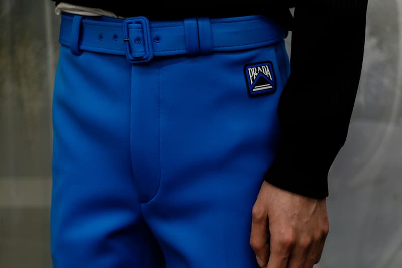 Prada Spring/Summer 2019 Backstage Milan Fashion Week Miuccia Prada Cloudbust Sneakers Shorts Denim
