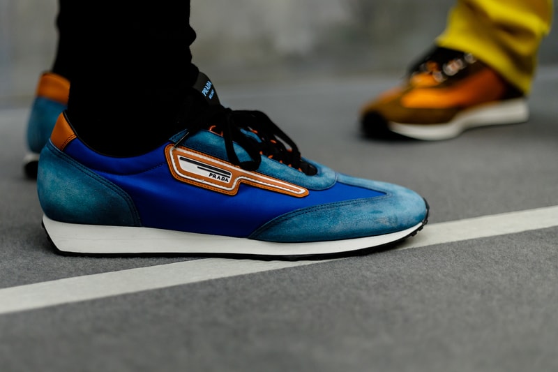 Prada Spring/Summer 2019 Backstage Milan Fashion Week Miuccia Prada Cloudbust Sneakers Shorts Denim