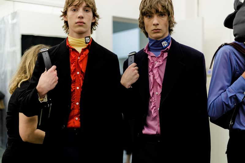 Prada Spring/Summer 2019 Backstage Milan Fashion Week Miuccia Prada Cloudbust Sneakers Shorts Denim