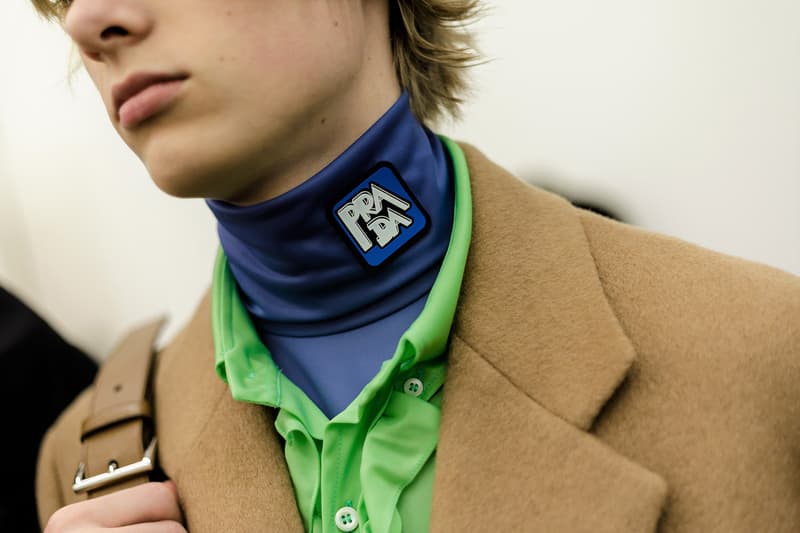 Prada Spring/Summer 2019 Backstage Milan Fashion Week Miuccia Prada Cloudbust Sneakers Shorts Denim