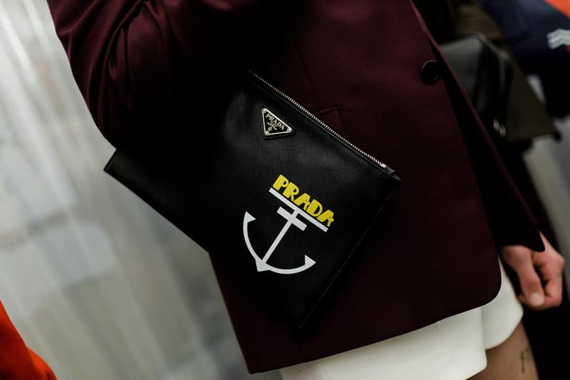 Prada Spring/Summer 2019 Backstage Milan Fashion Week Miuccia Prada Cloudbust Sneakers Shorts Denim