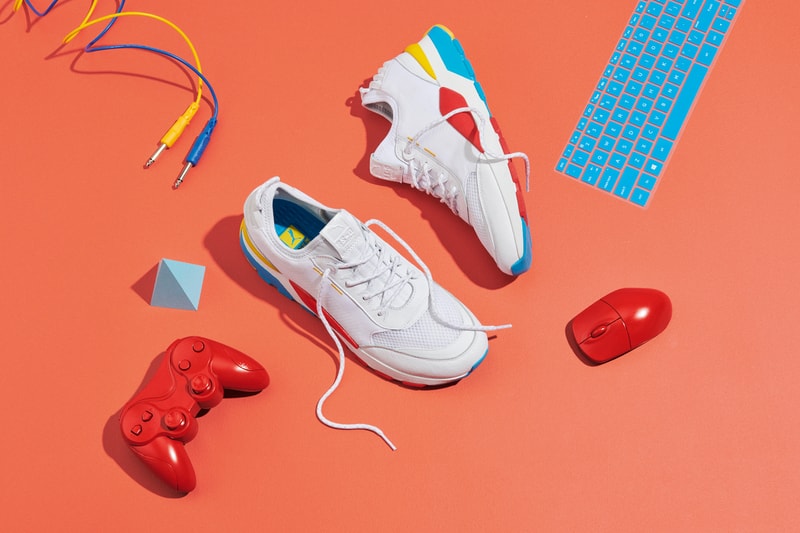 PUMA RS-0 Play shoes video games 80s nes nintendo pink white teal grey yellow running black red