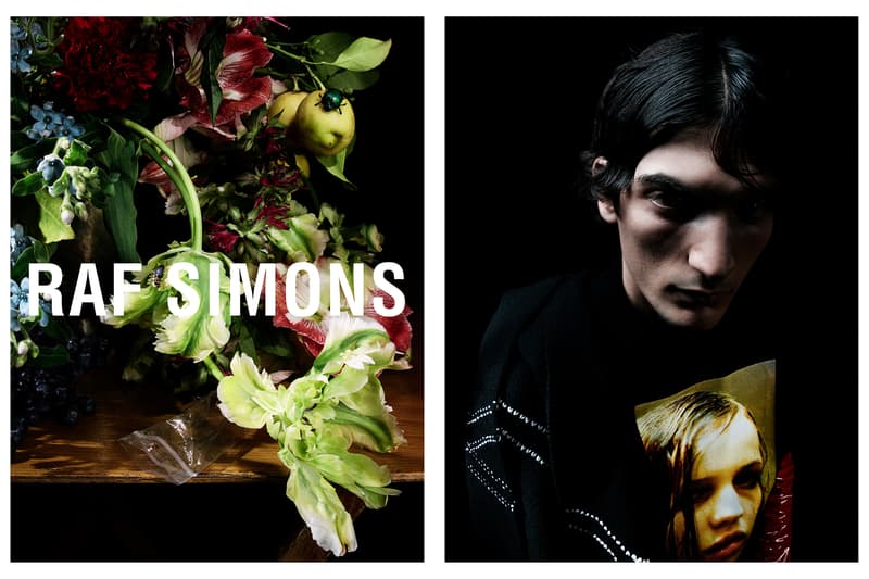 raf simons fall winter 2018 campaign advertisements imagery collection Photography Willy Vanderperre Styling Olivier Rizzo Flowers Mark Colle Model Luca Lemaire