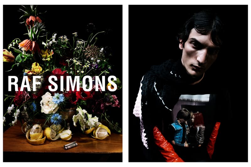 raf simons fall winter 2018 campaign advertisements imagery collection Photography Willy Vanderperre Styling Olivier Rizzo Flowers Mark Colle Model Luca Lemaire