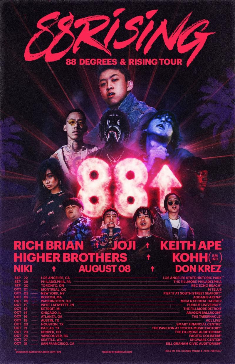 Rich Brian Keith Ape 88Rising 88 Rising North American Tour Joji Higher Brothers KOHH NIKI AUGUST 08 Don Krez