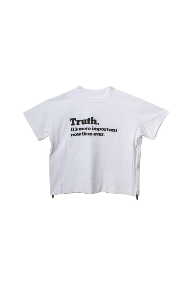 The new york times sacai truth tee shirt hoodie collaboration saks fifth avenue drop release date info june 15 23 2018 fall winter collection