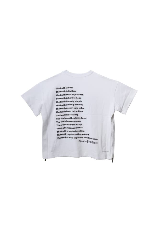 The new york times sacai truth tee shirt hoodie collaboration saks fifth avenue drop release date info june 15 23 2018 fall winter collection