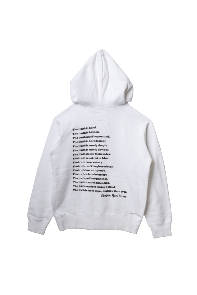 The new york times sacai truth tee shirt hoodie collaboration saks fifth avenue drop release date info june 15 23 2018 fall winter collection