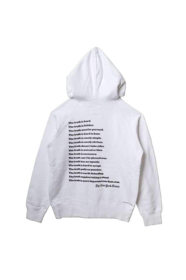 The new york times sacai truth tee shirt hoodie collaboration saks fifth avenue drop release date info june 15 23 2018 fall winter collection
