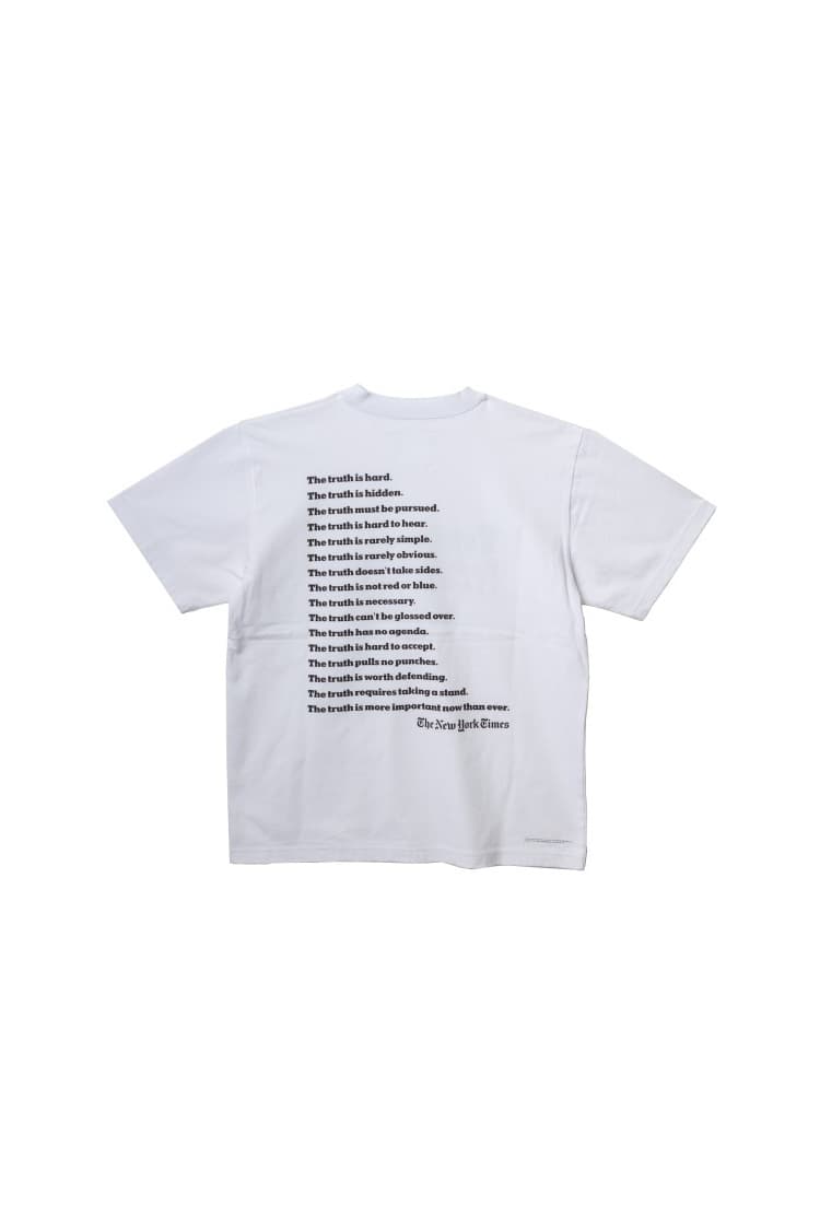 The new york times sacai truth tee shirt hoodie collaboration saks fifth avenue drop release date info june 15 23 2018 fall winter collection